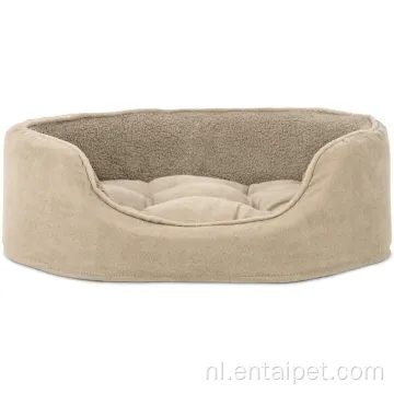 Huisdier ovaal Terry suede fleece bed met matras